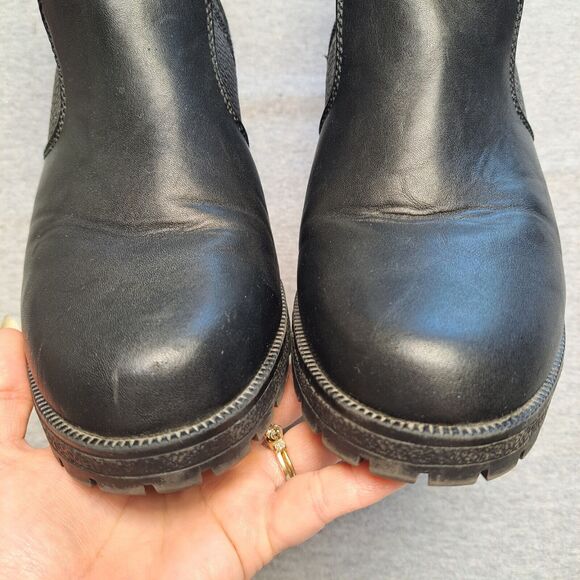 JUST FAB ANKLE BOOTS WOMENS SIZE 9 BLACK FAUX FUR LINED CHUNKY SOLE BIKER COMFY - Picture 9 of 10